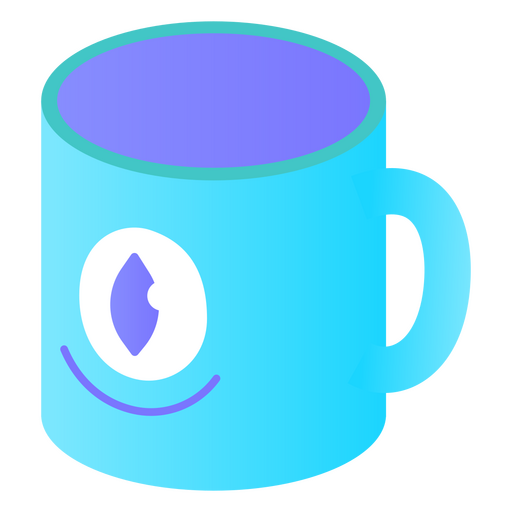 Isometric mug with face PNG Design