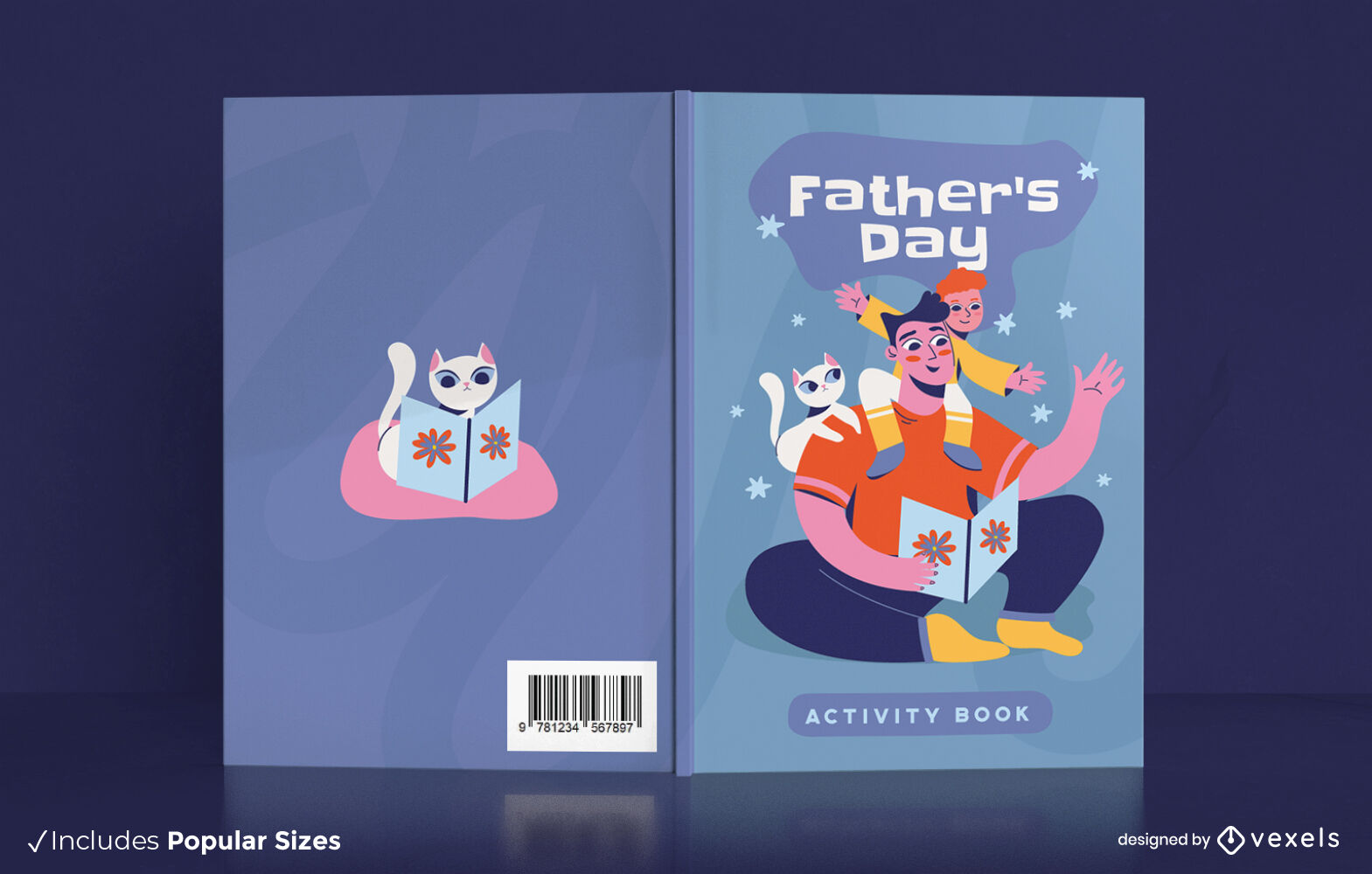 Fathers day happy family book cover design