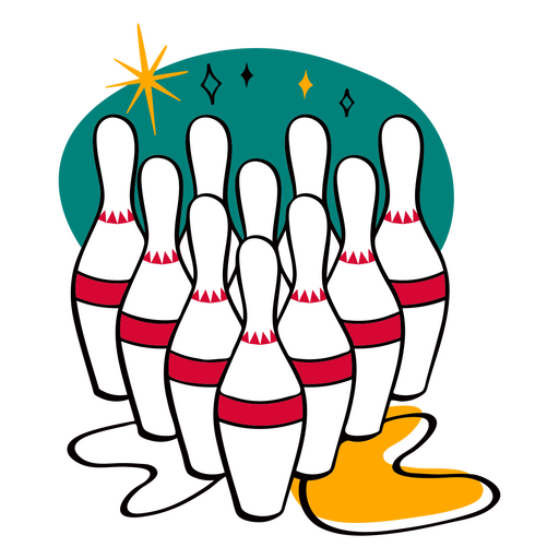 Pins retro bowling formation PNG Design