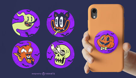 Halloween retro cartoon characters popsockets