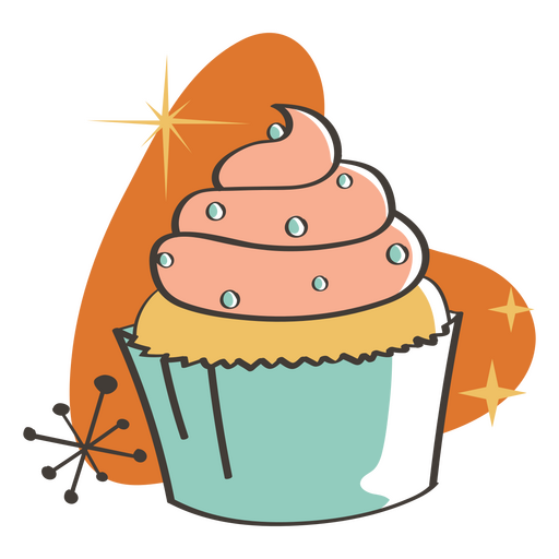 Golosinas de comida retro Cupcake Diseño PNG