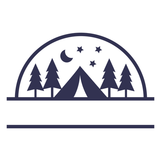 Campinglandschaft mit gefülltem Schlaganfall PNG-Design