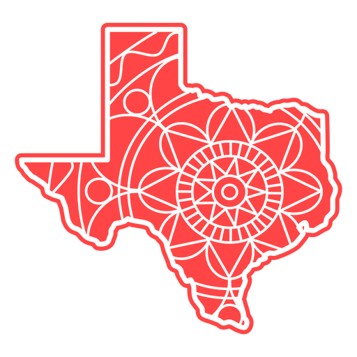Mapa de mandalas de Texas Diseño PNG