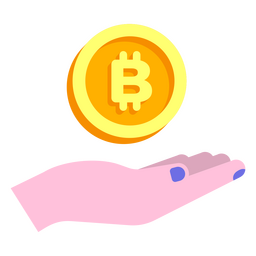 Bitcoin y mano plana Diseño PNG