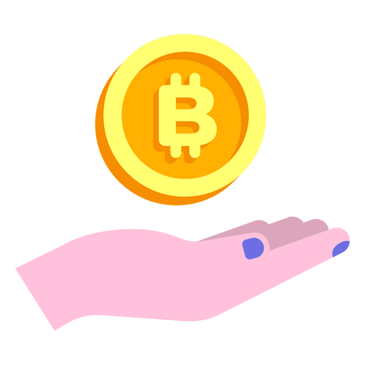 Bitcoin e mão plana Desenho PNG