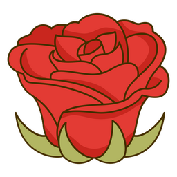 Red Rose Semi Flat PNG & SVG Design For T-Shirts
