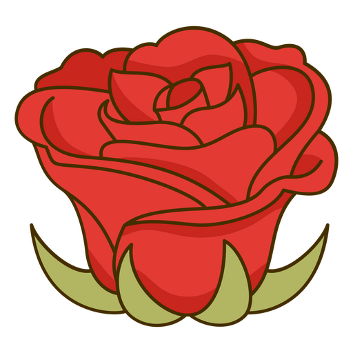 Rosa vermelha semi plana Desenho PNG