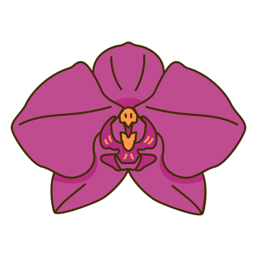 Orquídea de traço de cor botânica Desenho PNG