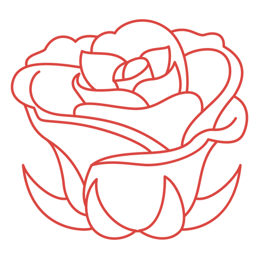 Rosa de arte de linha botânica Desenho PNG