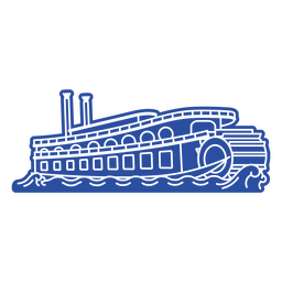 Water paddle steamer silhouette PNG Design