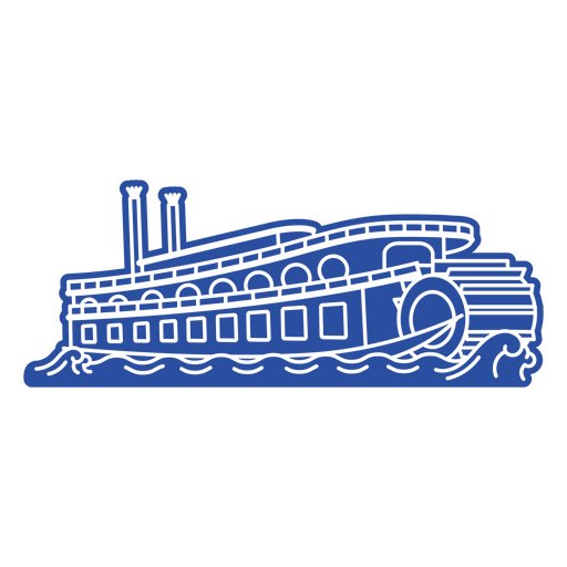 Water paddle steamer silhouette PNG Design