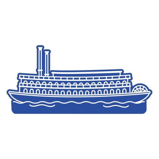 Silhueta de água de navio a remo Desenho PNG