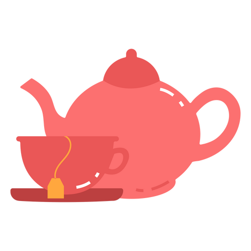 Teetasse und Teekanne flach