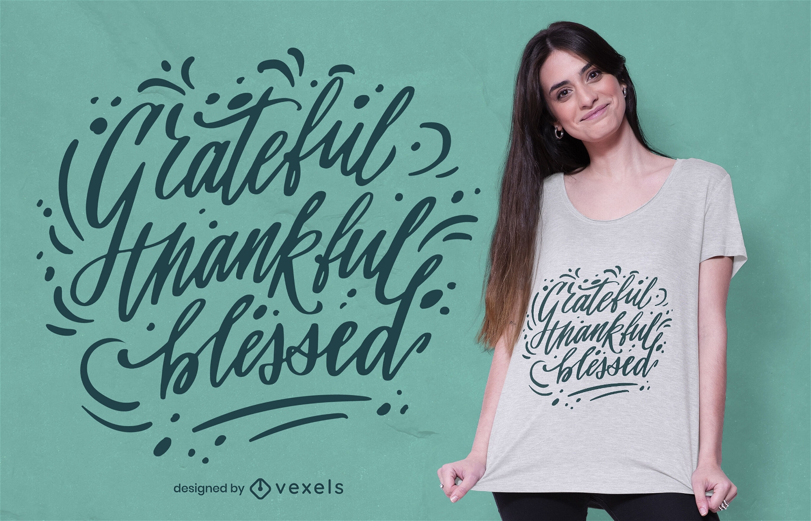 Design de t-shirt com letras de agradecimento para o Dia de Ação de Graças