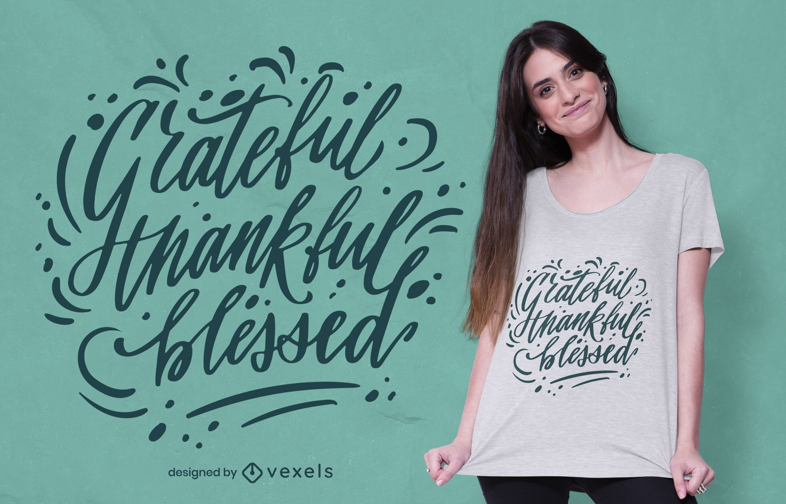 Diseño de camiseta de letras agradecidas de acción de gracias