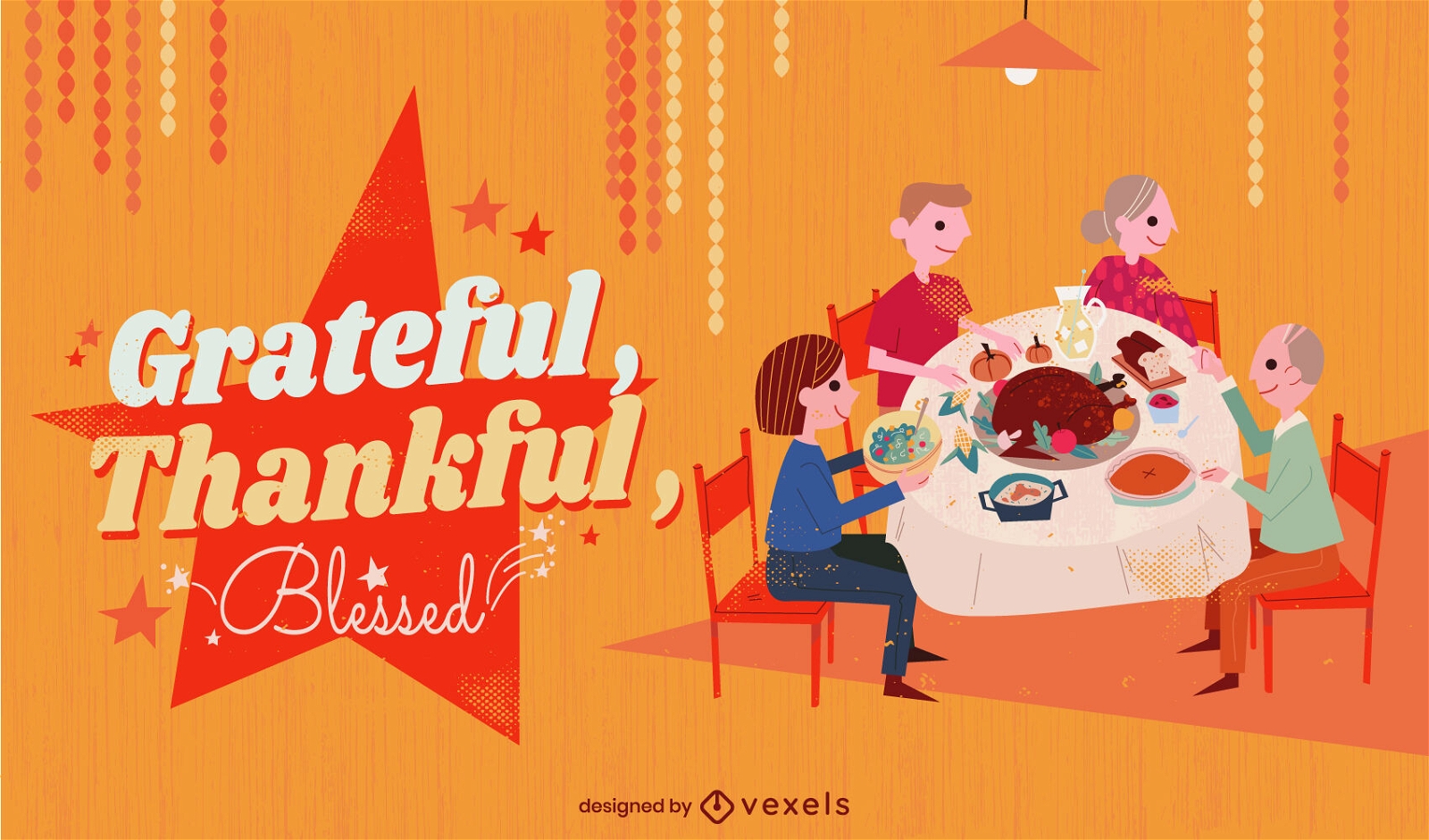 Thanksgiving-Familientreffen-Illustration