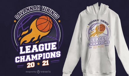 Diseño de camiseta de campeón de la liga de baloncesto.