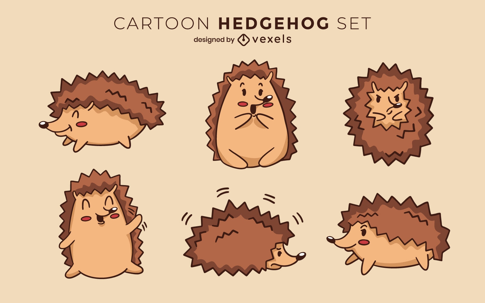 Happy hedgehog pets animal character set