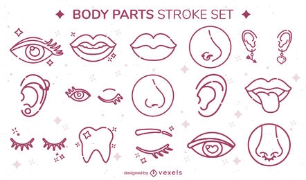 Sparkly face parts stroke set