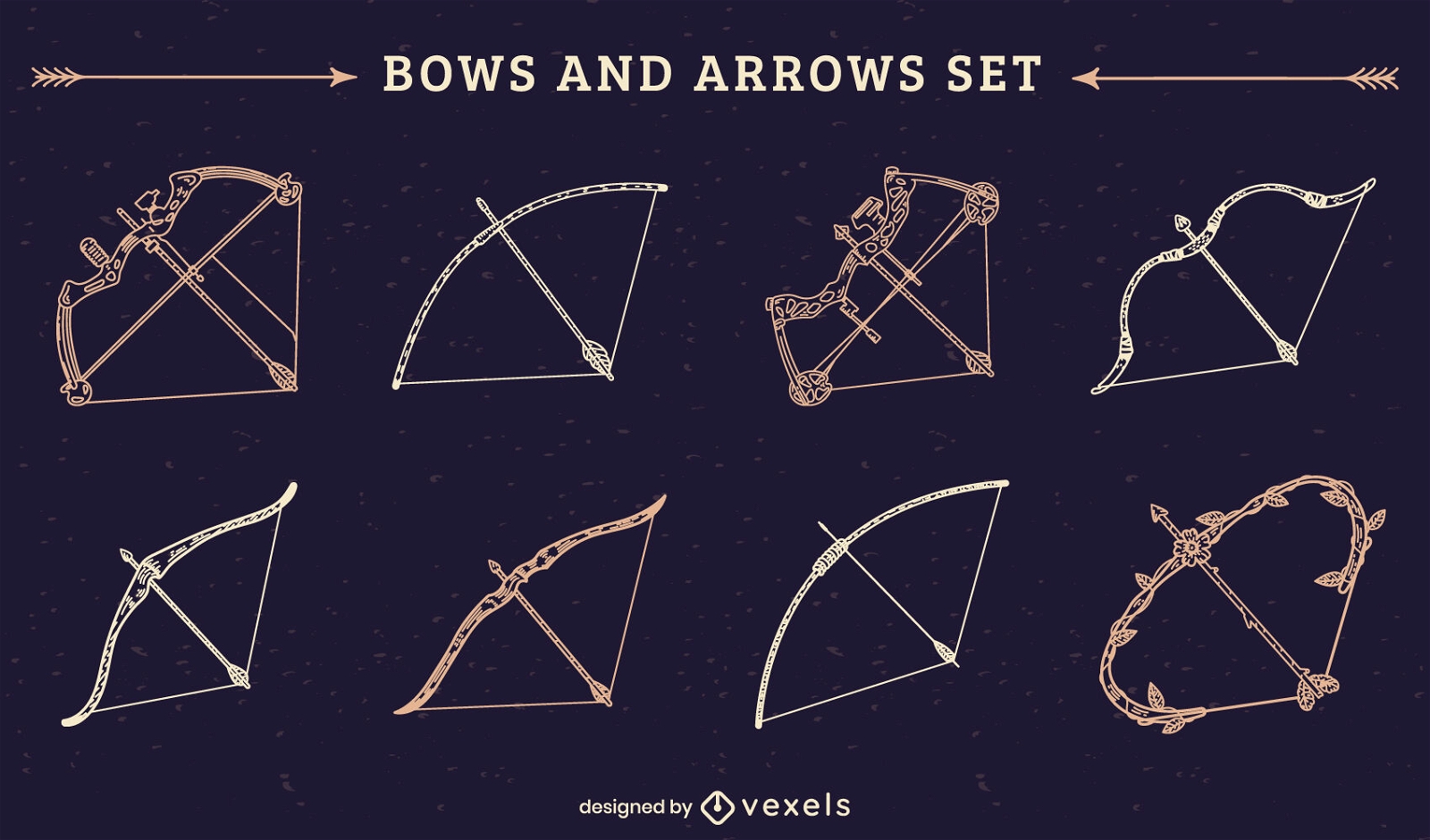 Set of archer bows stroke