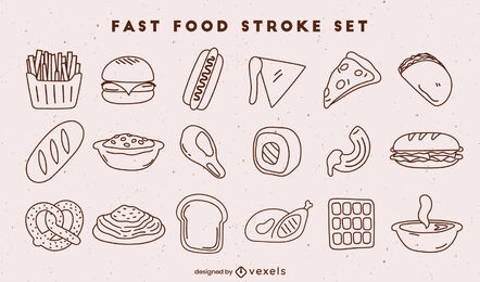 Set of fast food stroke elements