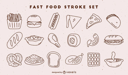 Set von Fast-Food-Stroke-Elementen