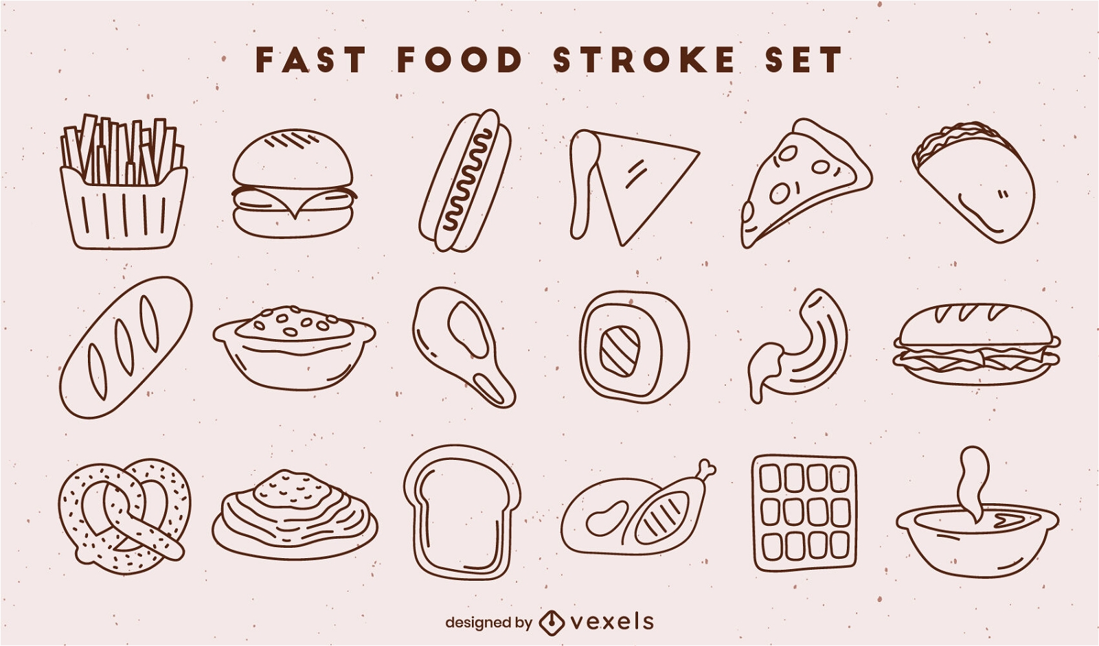 Set von Fast-Food-Stroke-Elementen