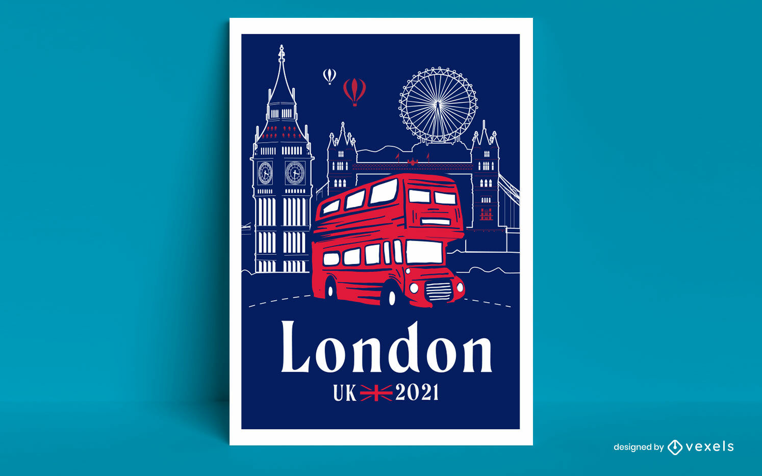 Diseño de carteles de viajes en autobús turístico de la ciudad de Londres.