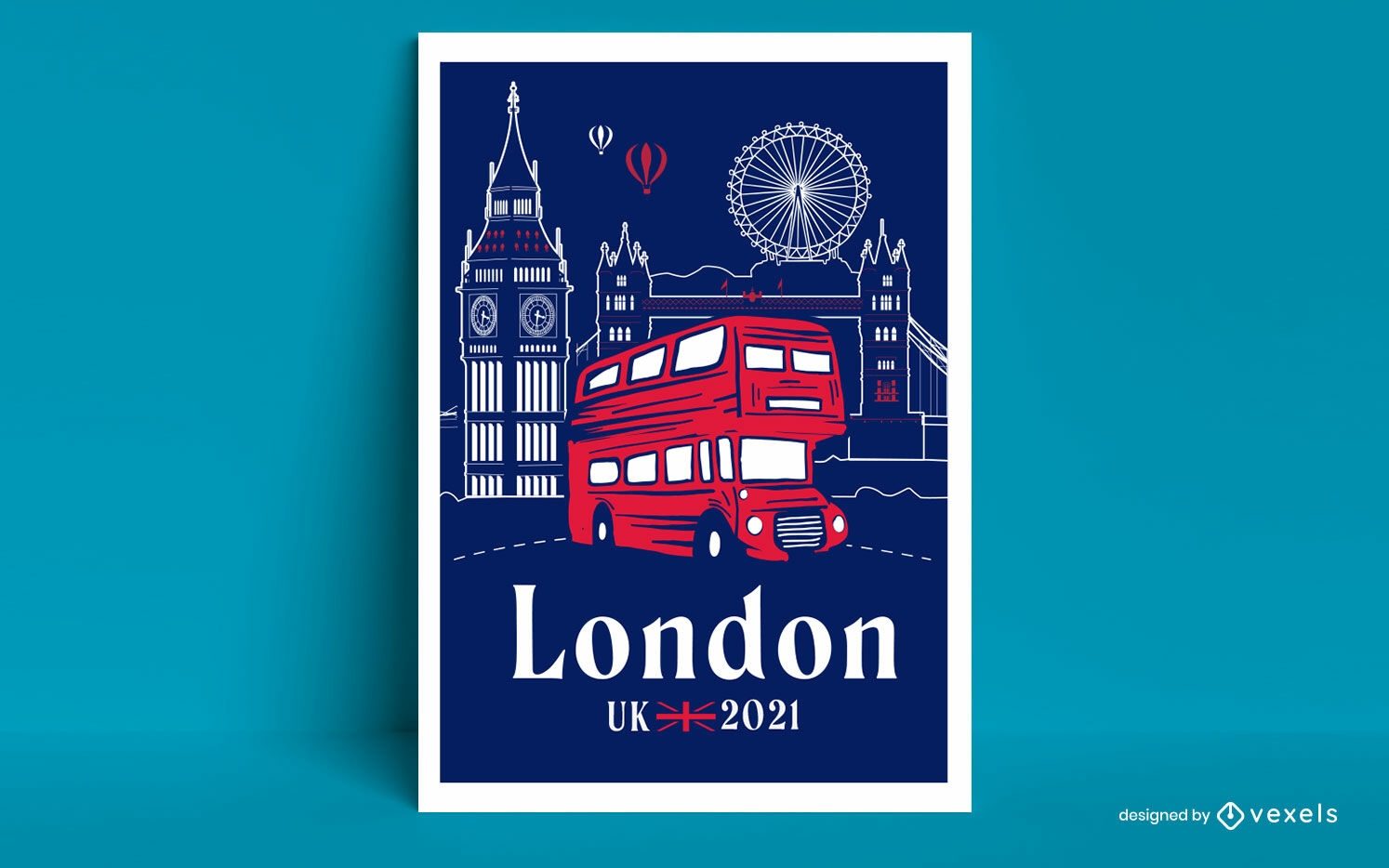 London city tourist bus travel poster design