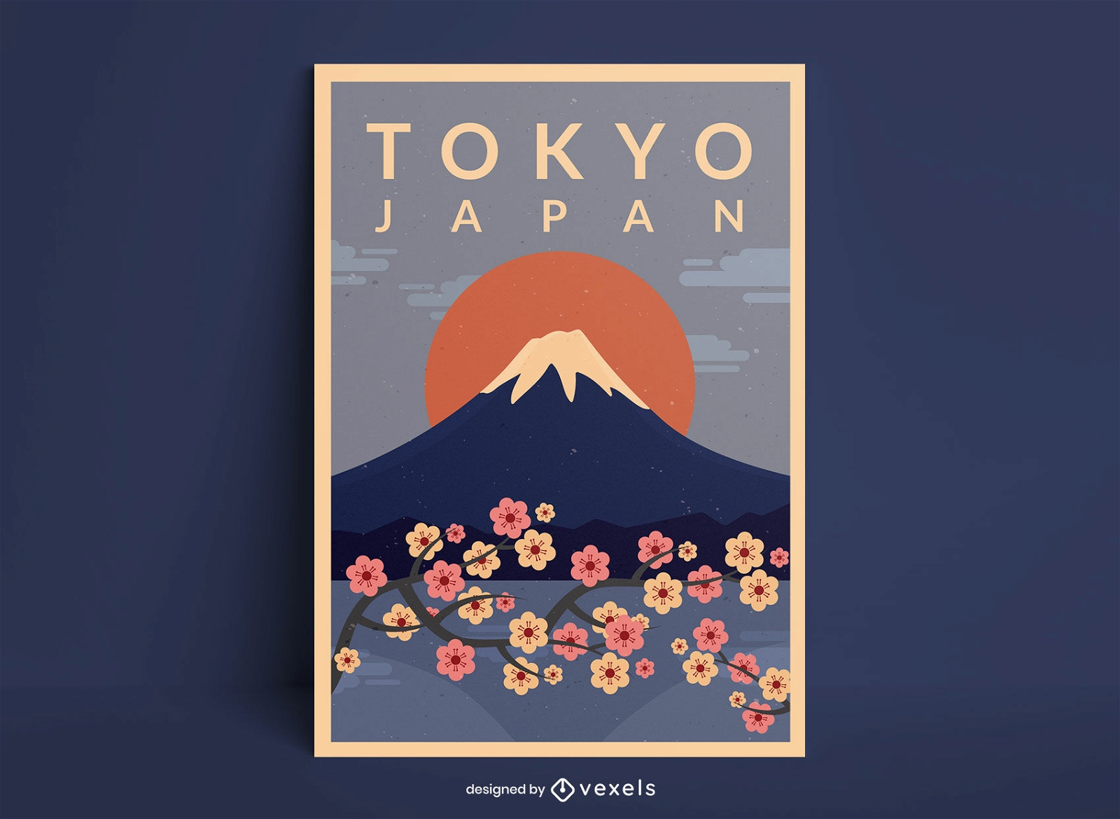 Design de cartaz de viagem do monte fuji tóquio japão