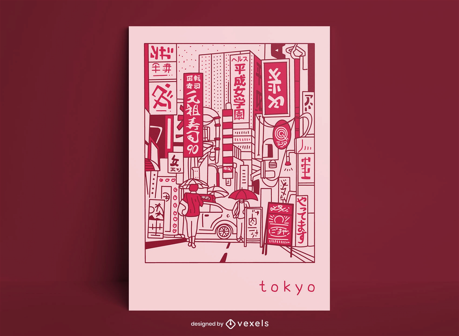 Diseño de cartel de cómic de la ciudad de tokio japón