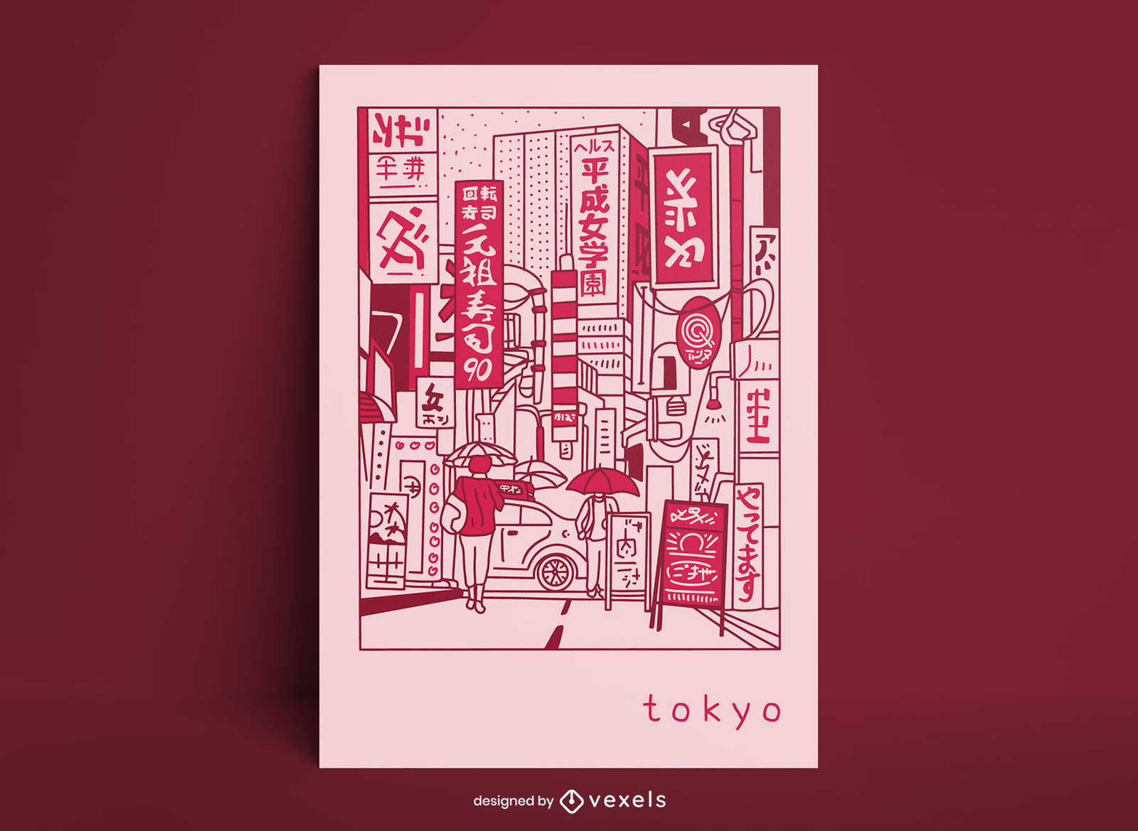 Diseño de cartel de cómic de la ciudad de tokio japón