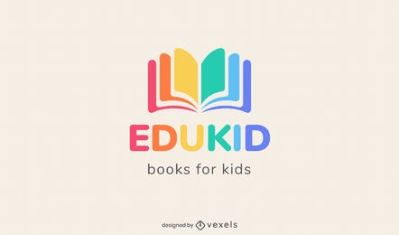 Rainbow colored open book logo design