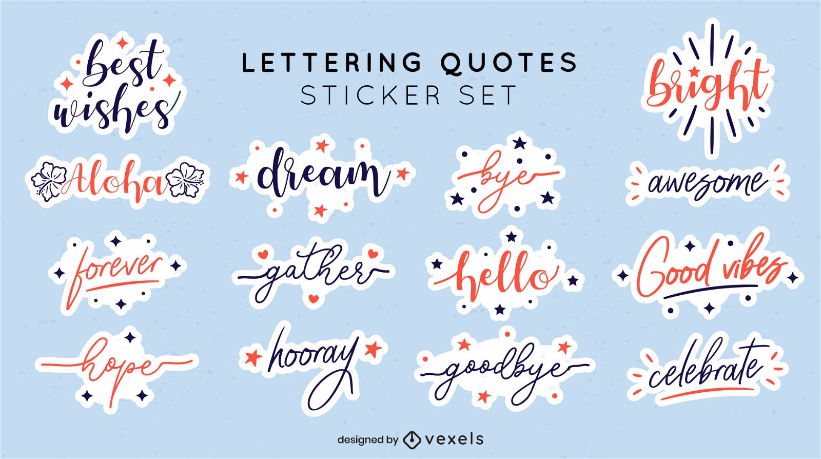 Lettering positive quotes sticker set