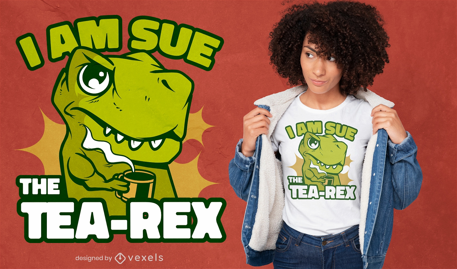 The tea-rex t-shirt design
