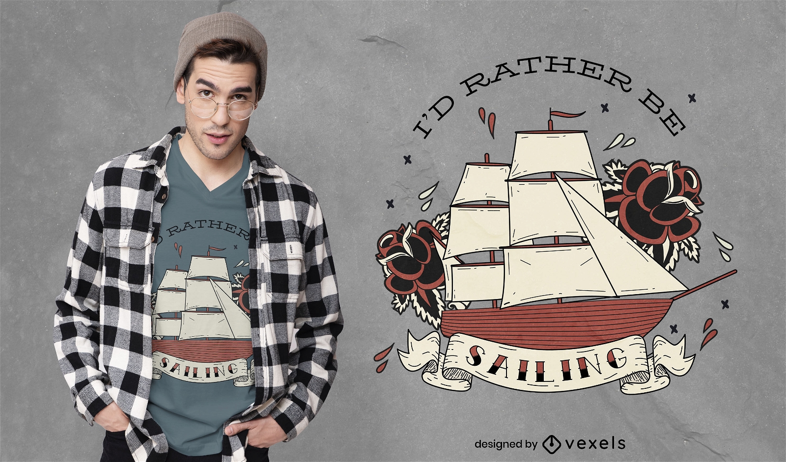 Design de t-shirt para navio n?utico navegando oceano