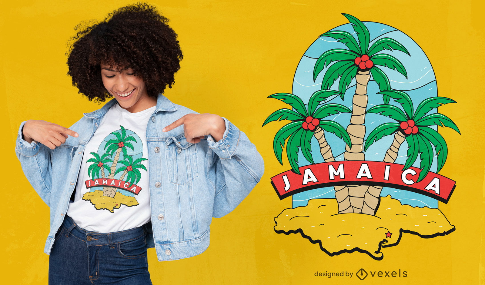 Diseño de camiseta de palmeras de jamaica