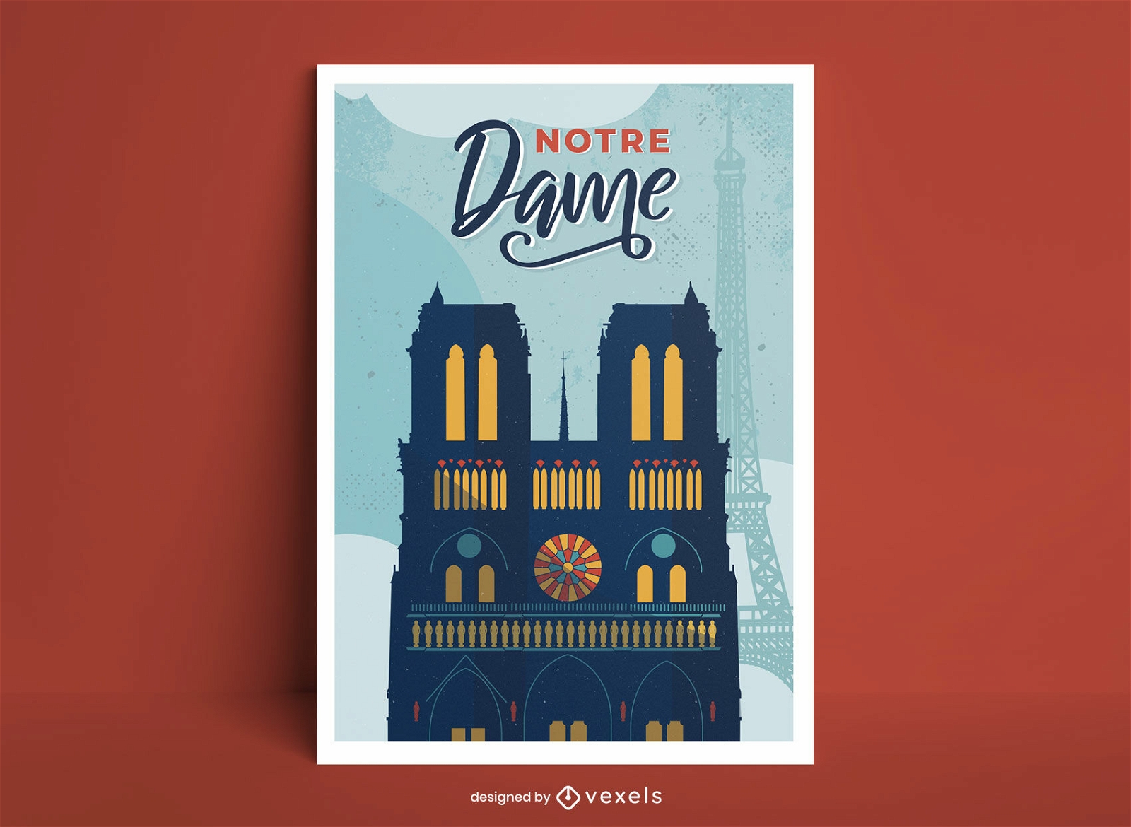 Design de cartaz de Notre Dame Building France