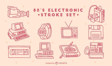 Electronic tech elements 80s set stroke