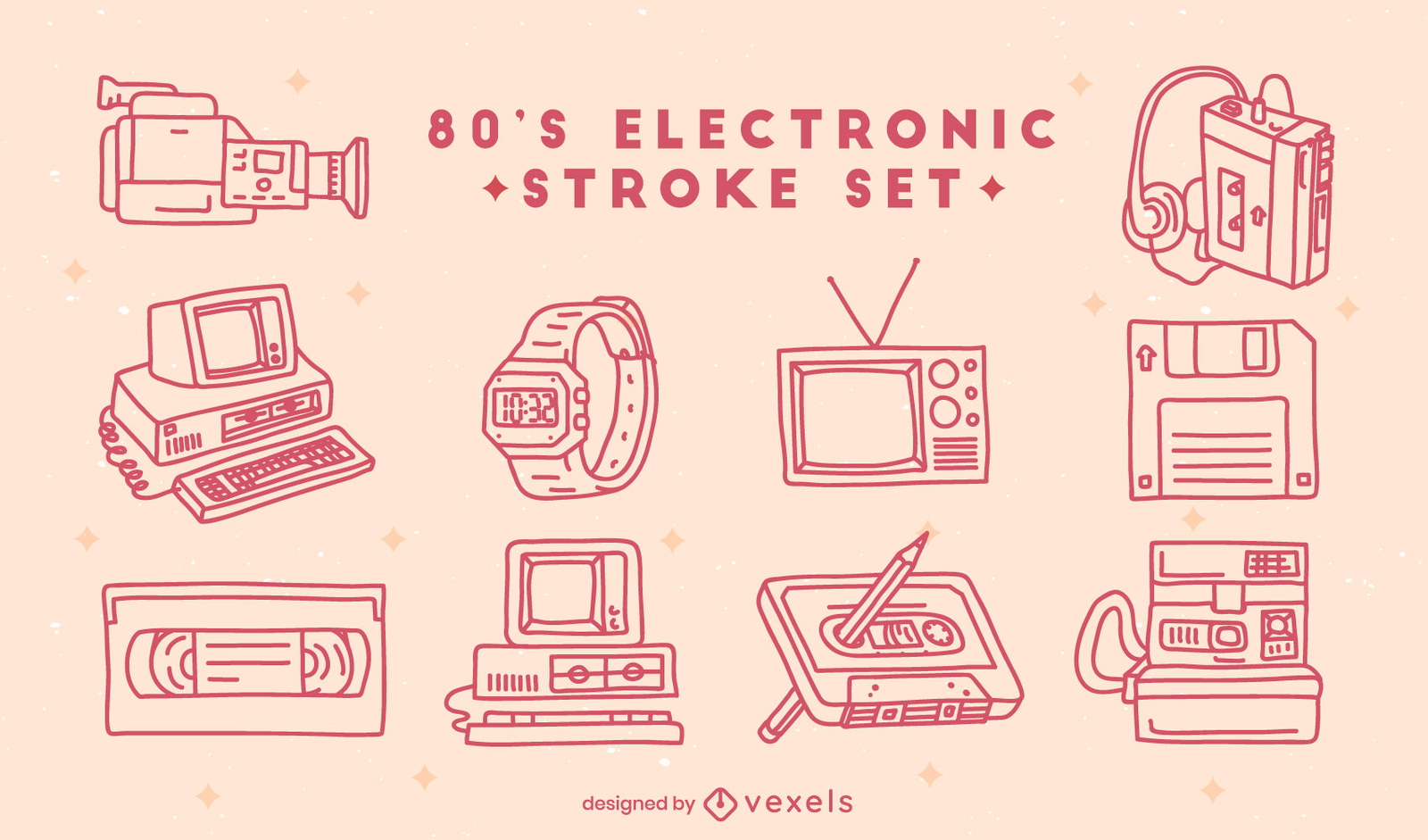 Elementos de tecnología electrónica 80s set trazo