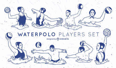 Juego de trazos llenos de jugadores de waterpolo
