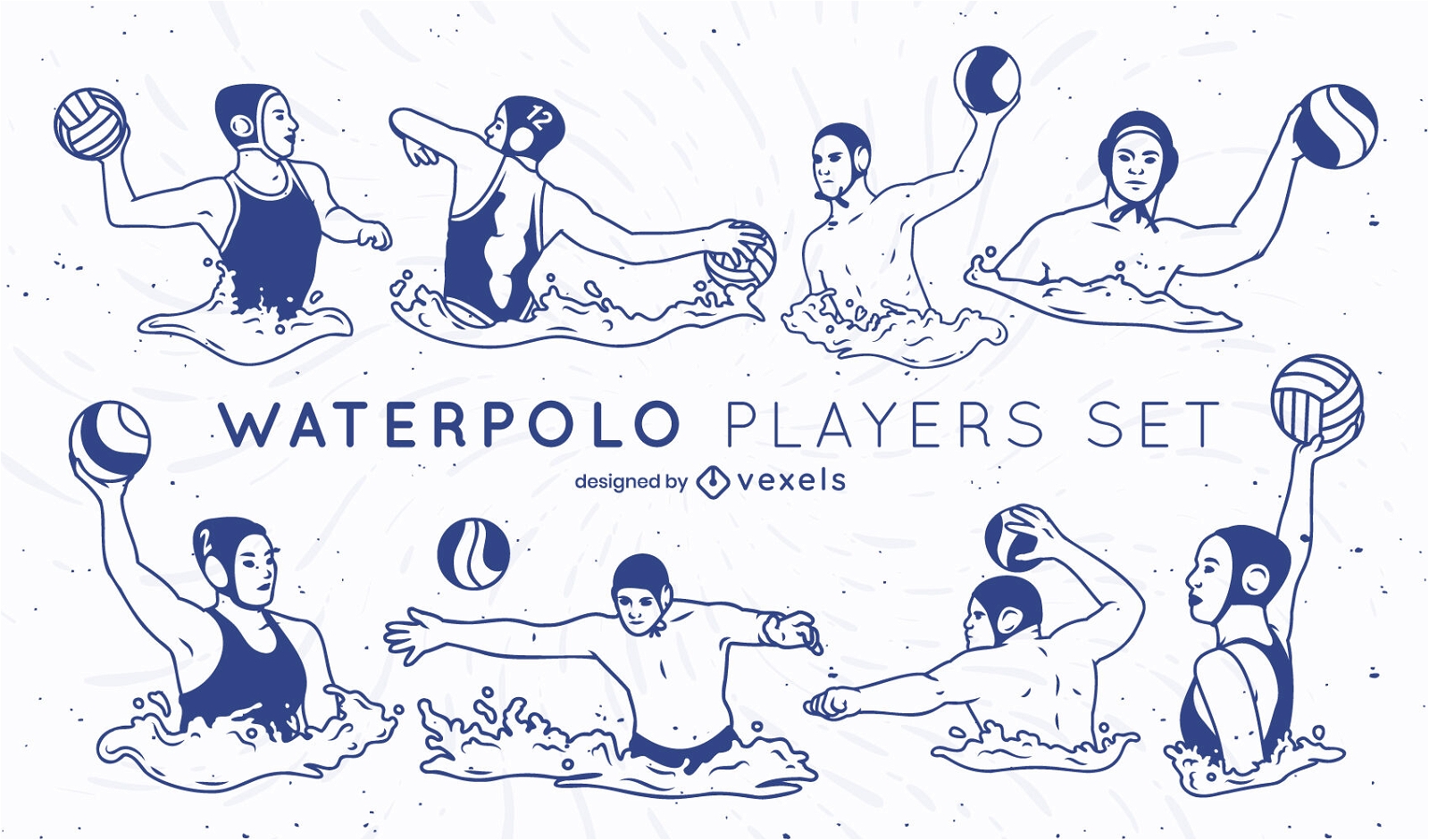 Jogadores de pólo aquático preenchido conjunto de tacadas