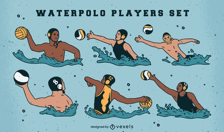 Waterpolo players set color stroke