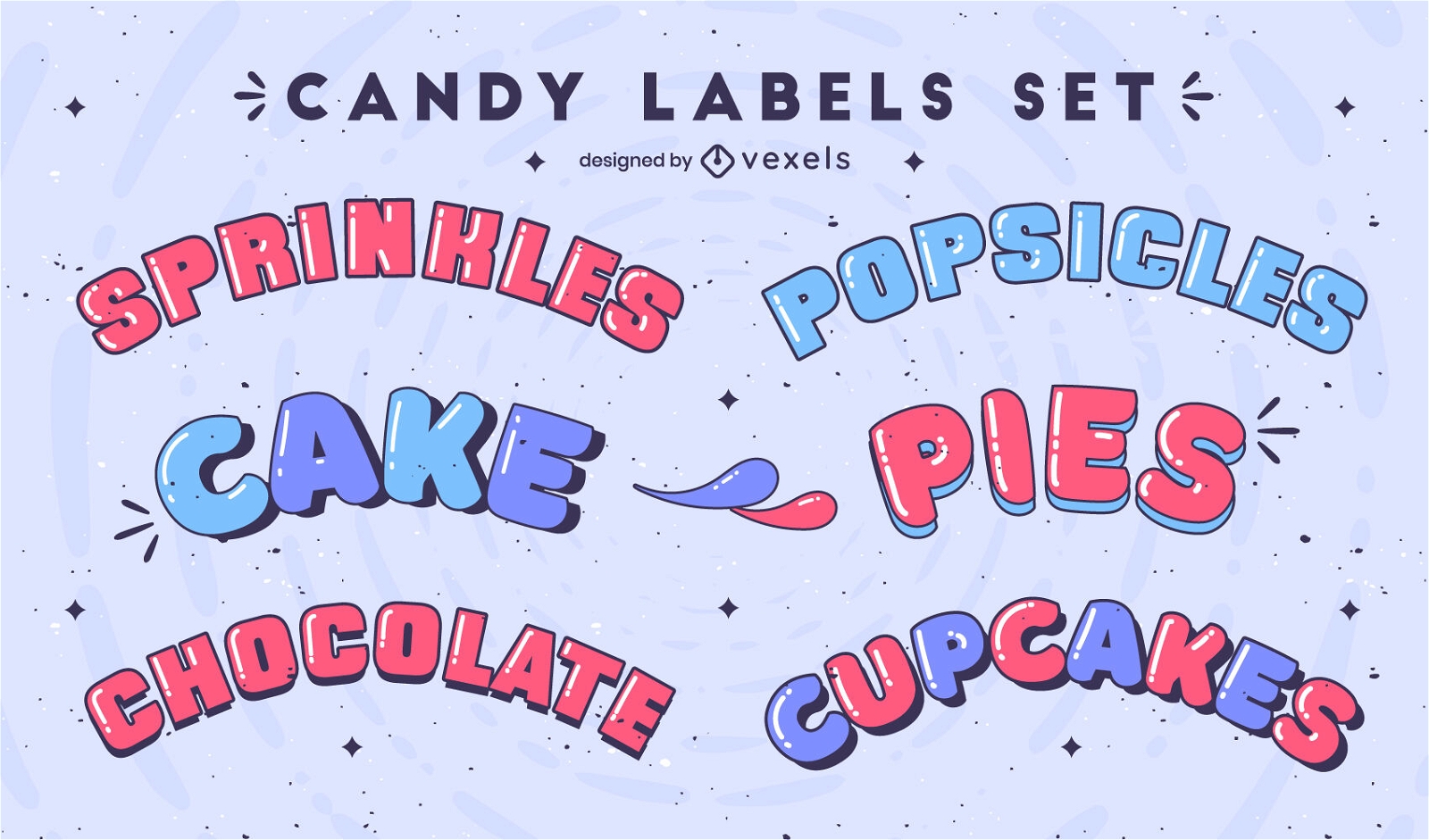 Glossy candy labels set
