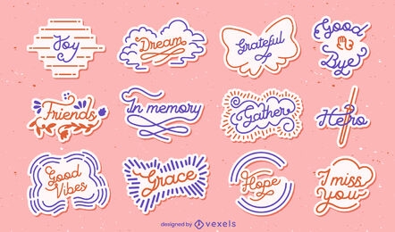 Good vibes quotes lettering stickers