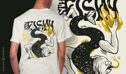 Bizarre fish body animal t-shirt design