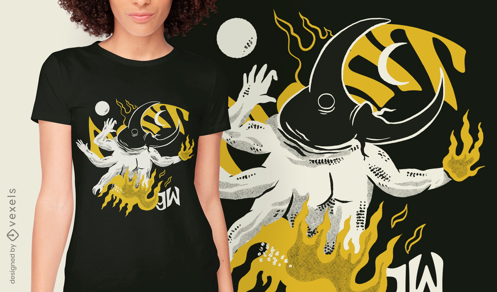 Bizarres T-Shirt mit Käfer-Körper-Insekten-Design