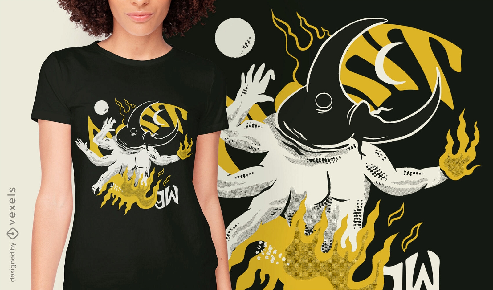 Design bizarro de camiseta de inseto e corpo de besouro