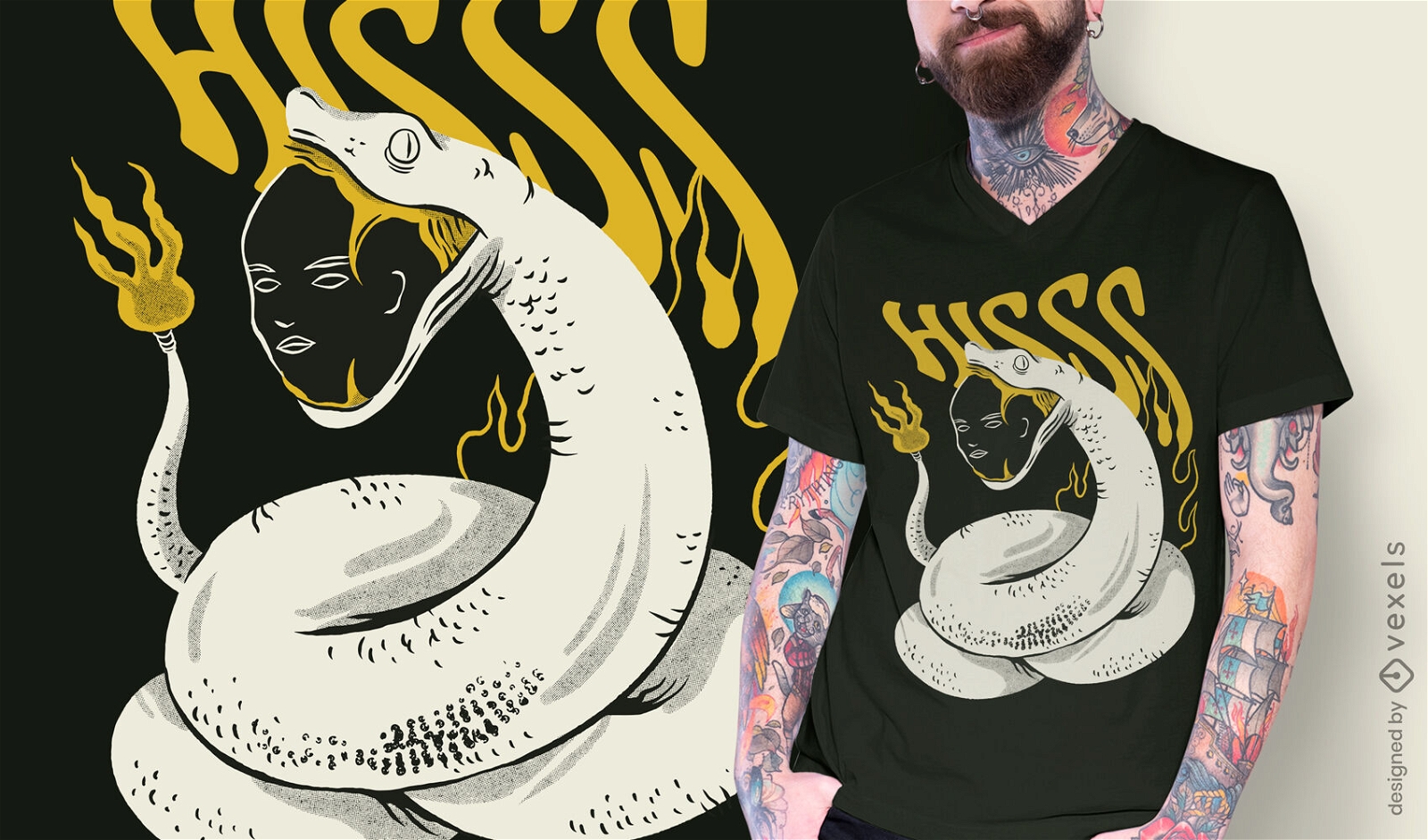 Design bizarro de t-shirt animal com corpo de cobra