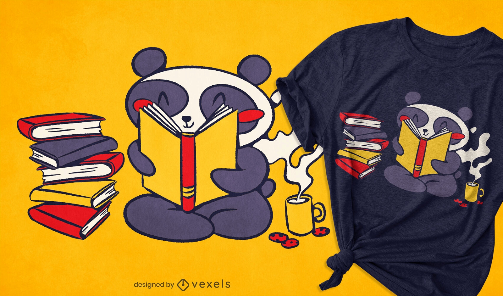 Design de camiseta para leitura de panda